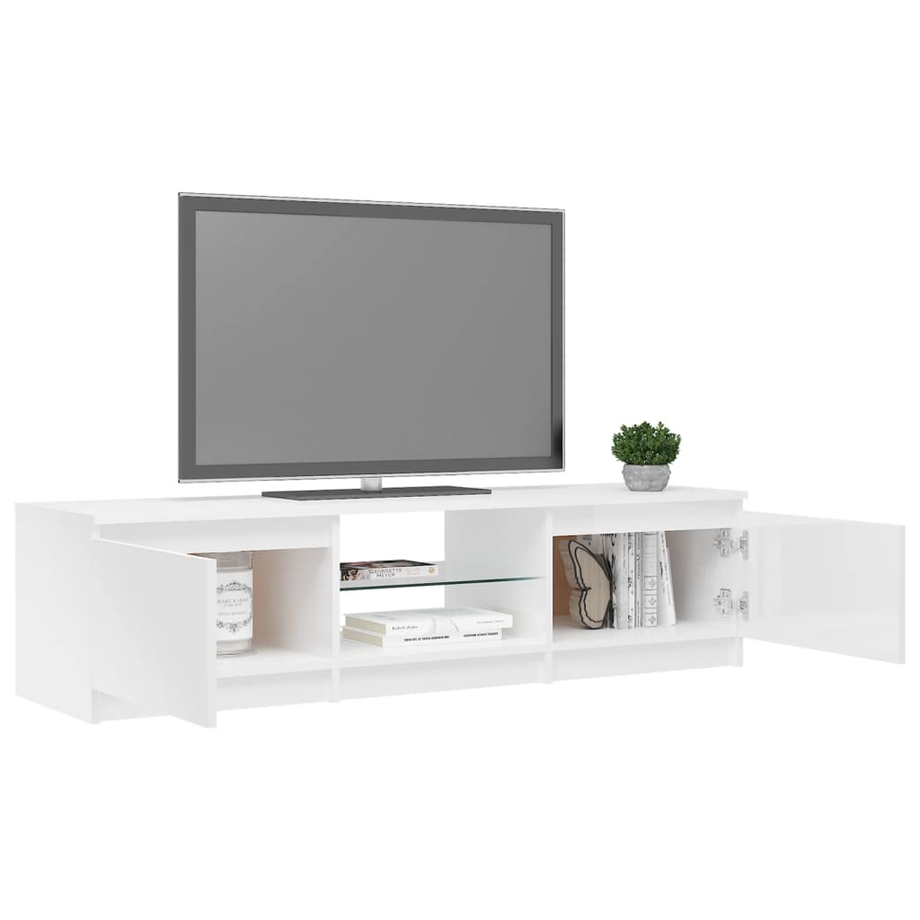 TV-taso LED-valoilla korkeakiilto valkoinen 140x40x35,5 cm - Sisustajankoti.fi