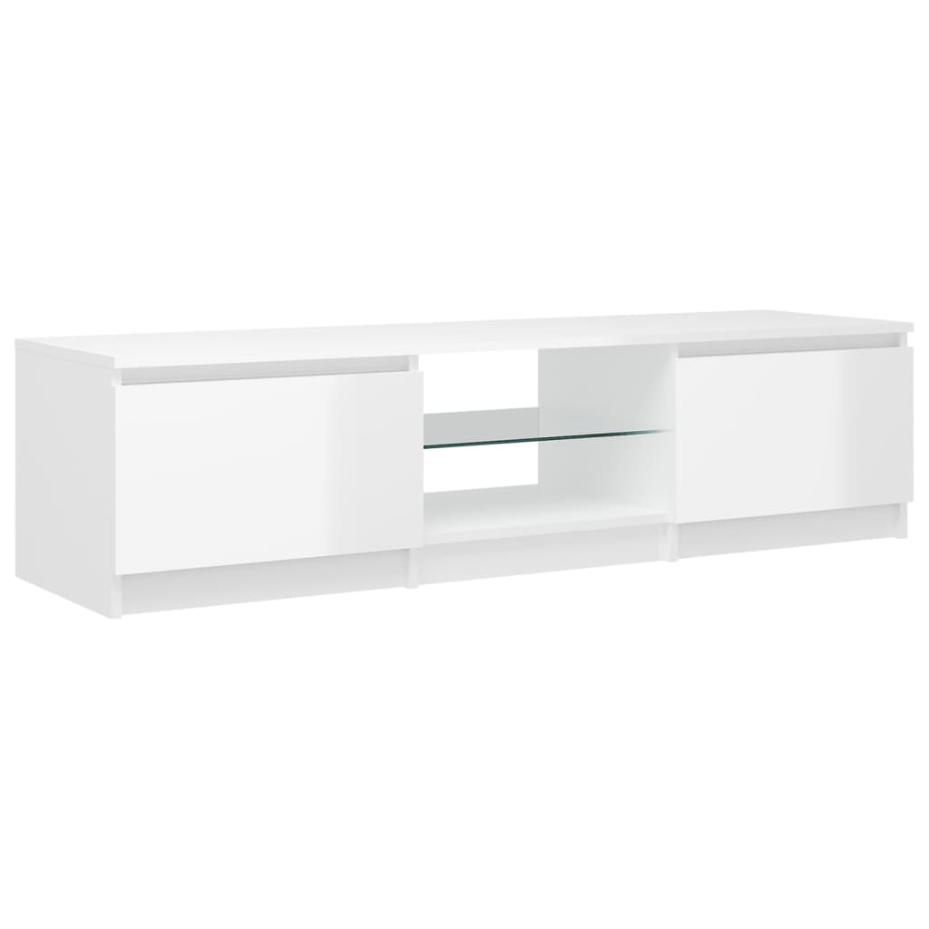 TV-taso LED-valoilla korkeakiilto valkoinen 140x40x35,5 cm - Sisustajankoti.fi