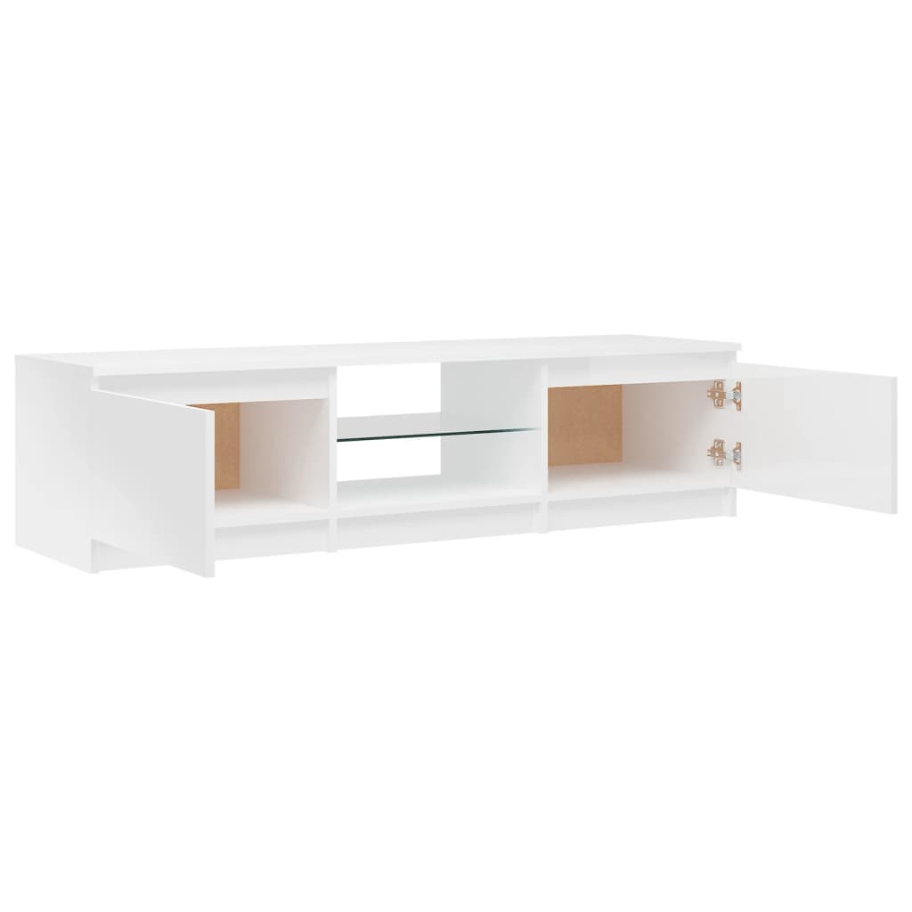 TV-taso LED-valoilla korkeakiilto valkoinen 140x40x35,5 cm - Sisustajankoti.fi