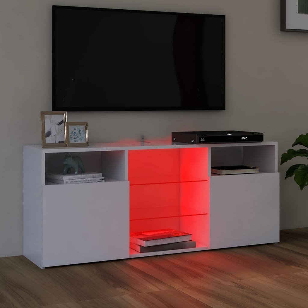 TV-taso LED-valoilla valkoinen 120x30x50 cm - Sisustajankoti.fi
