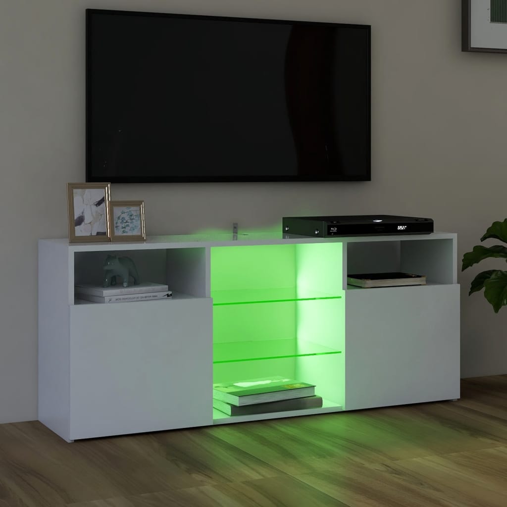 TV-taso LED-valoilla valkoinen 120x30x50 cm - Sisustajankoti.fi