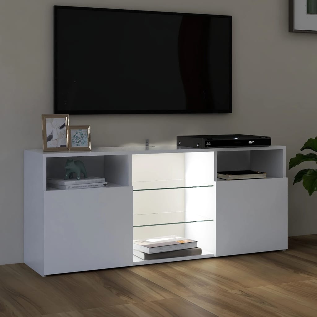 TV-taso LED-valoilla valkoinen 120x30x50 cm - Sisustajankoti.fi