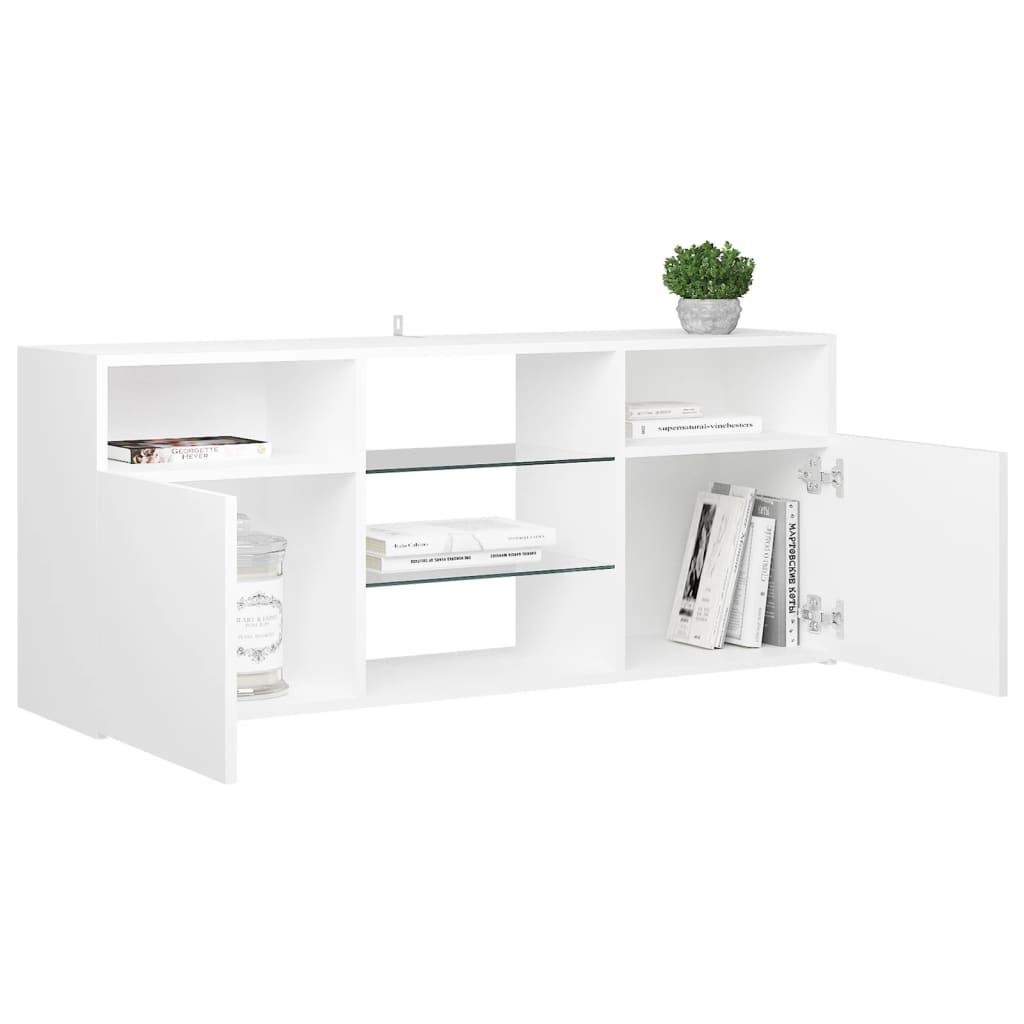 TV-taso LED-valoilla valkoinen 120x30x50 cm - Sisustajankoti.fi