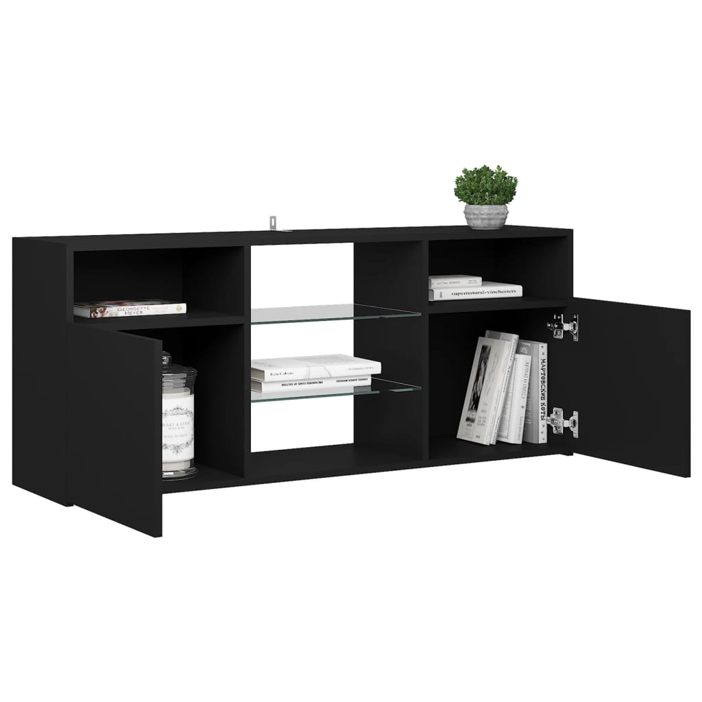 TV-taso LED-valoilla musta 120x30x50 cm - Sisustajankoti.fi