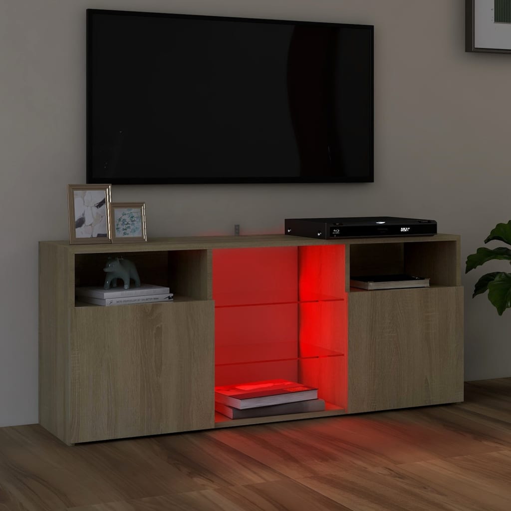TV-taso LED-valoilla Sonoma-tammi 120x30x50 cm - Sisustajankoti.fi