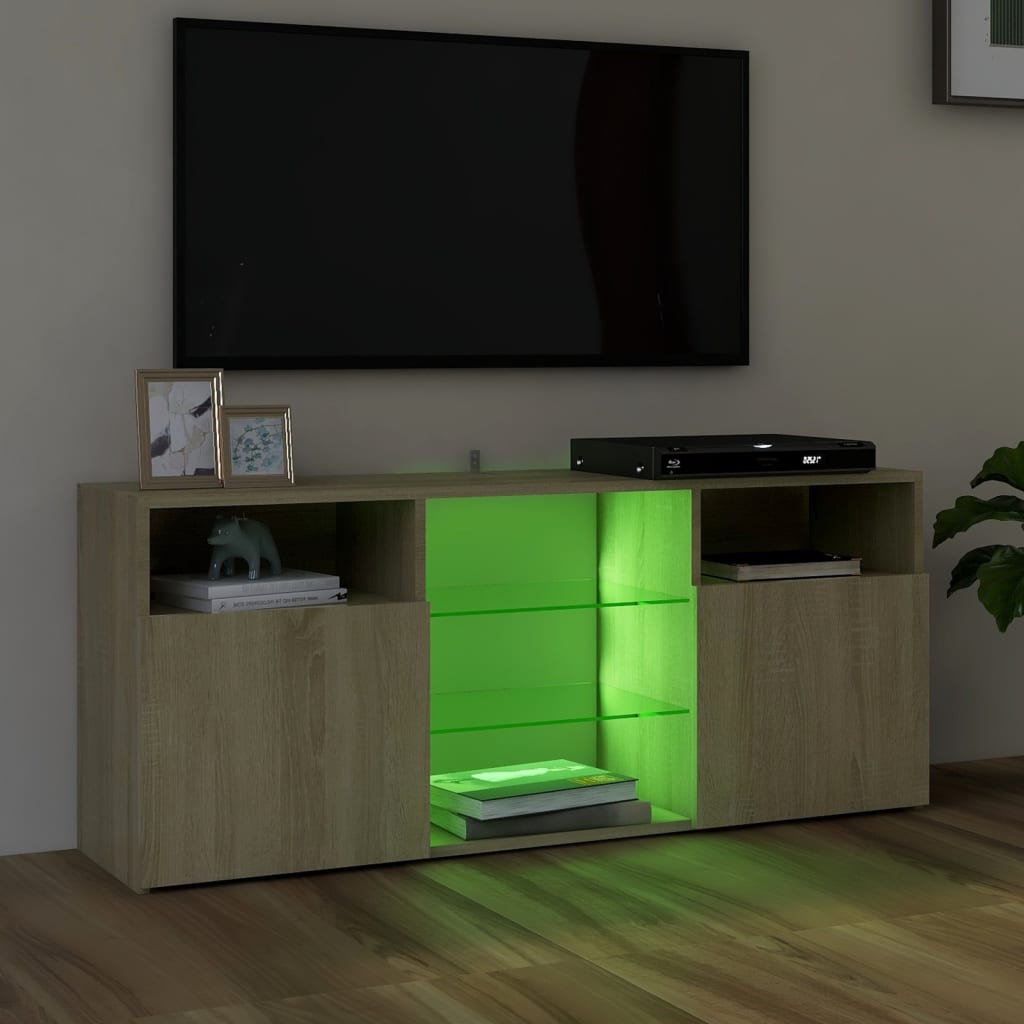 TV-taso LED-valoilla Sonoma-tammi 120x30x50 cm - Sisustajankoti.fi