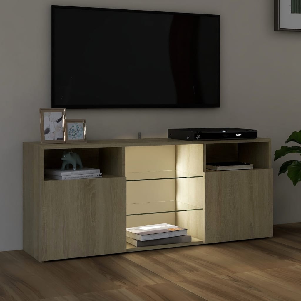 TV-taso LED-valoilla Sonoma-tammi 120x30x50 cm - Sisustajankoti.fi