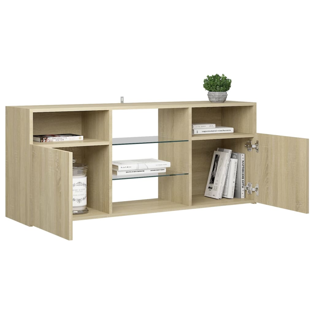 TV-taso LED-valoilla Sonoma-tammi 120x30x50 cm - Sisustajankoti.fi