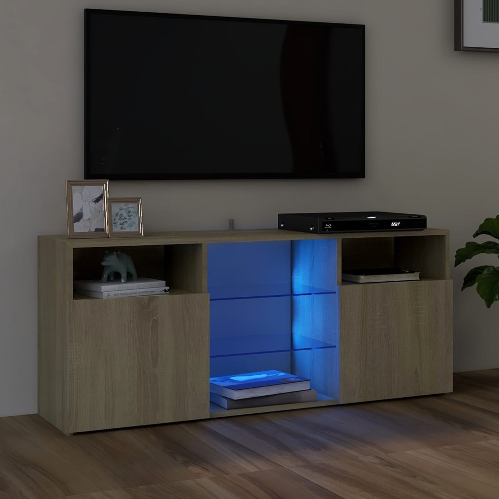 TV-taso LED-valoilla Sonoma-tammi 120x30x50 cm - Sisustajankoti.fi