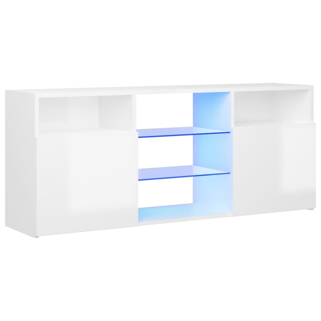 TV-taso LED-valoilla korkeakiilto valkoinen 120x30x50 cm - Sisustajankoti.fi
