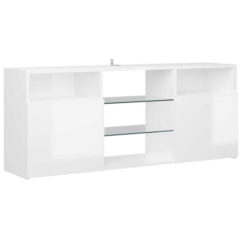 TV-taso LED-valoilla korkeakiilto valkoinen 120x30x50 cm - Sisustajankoti.fi