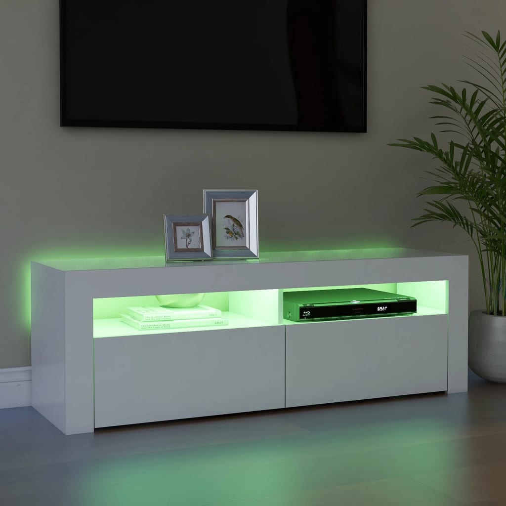 TV-taso LED-valoilla valkoinen 120x35x40 cm - Sisustajankoti.fi