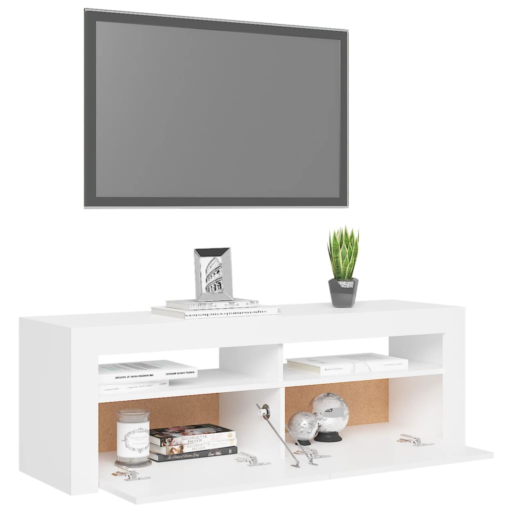 TV-taso LED-valoilla valkoinen 120x35x40 cm - Sisustajankoti.fi