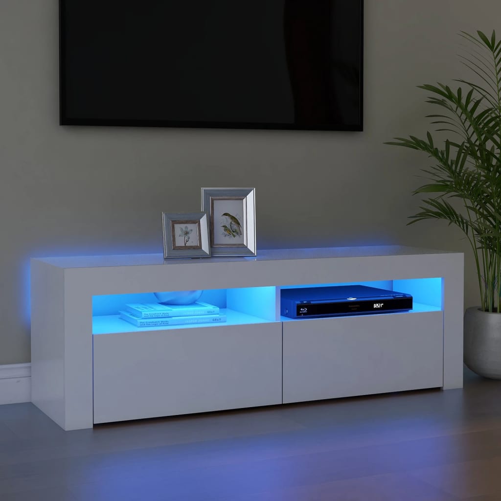 TV-taso LED-valoilla valkoinen 120x35x40 cm - Sisustajankoti.fi