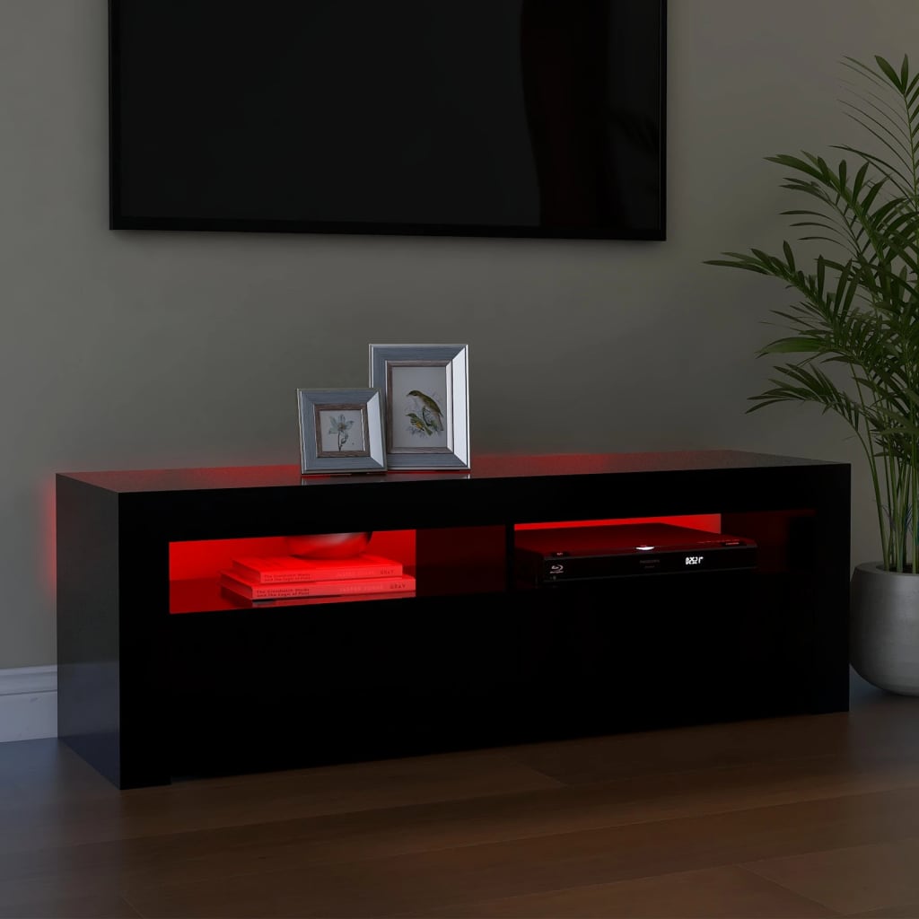 TV-taso LED-valoilla musta 120x35x40 cm - Sisustajankoti.fi
