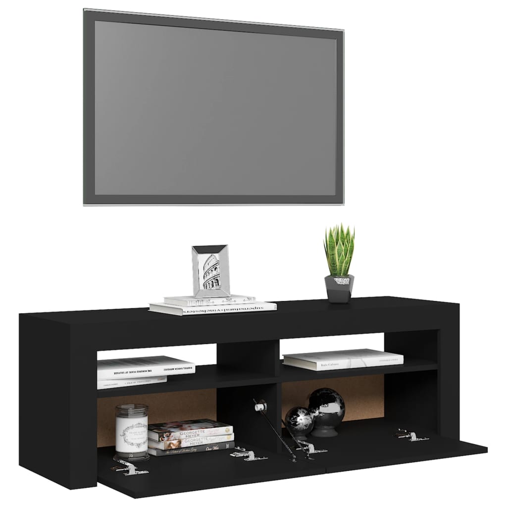 TV-taso LED-valoilla musta 120x35x40 cm - Sisustajankoti.fi