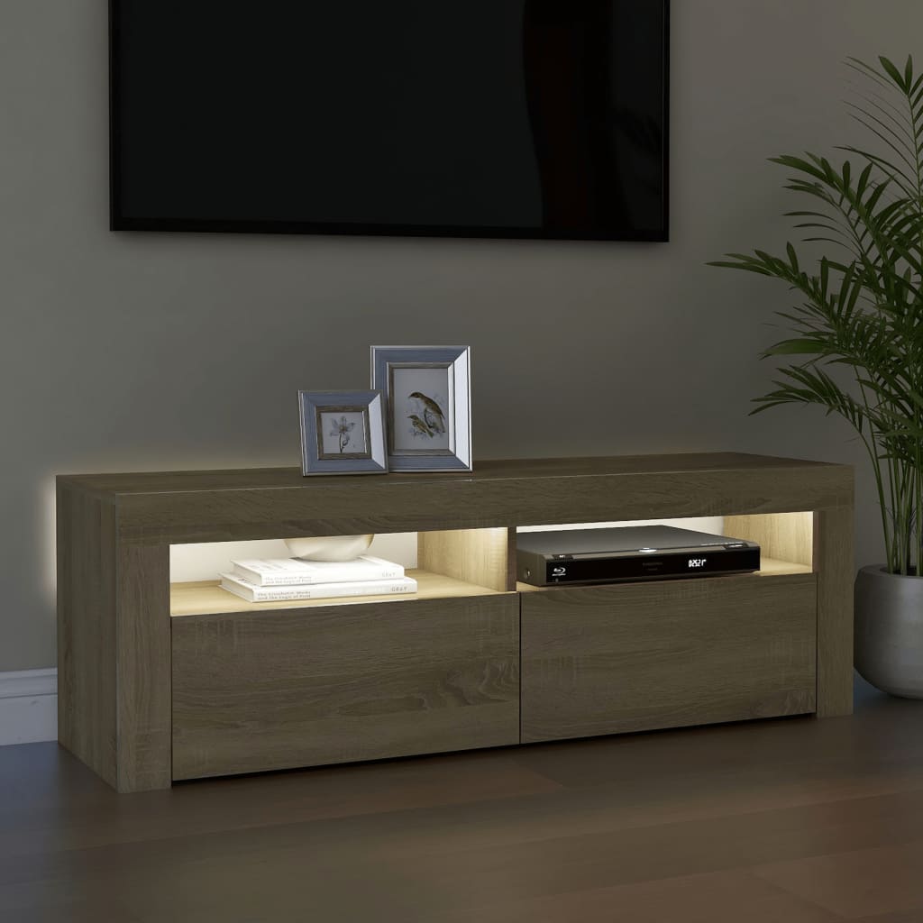 TV-taso LED-valoilla Sonoma-tammi 120x35x40 cm - Sisustajankoti.fi