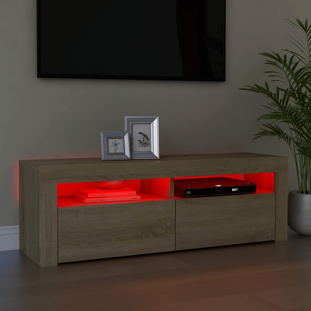 TV-taso LED-valoilla Sonoma-tammi 120x35x40 cm - Sisustajankoti.fi