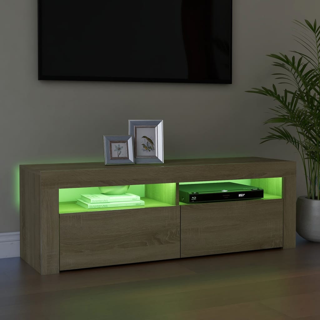 TV-taso LED-valoilla Sonoma-tammi 120x35x40 cm - Sisustajankoti.fi