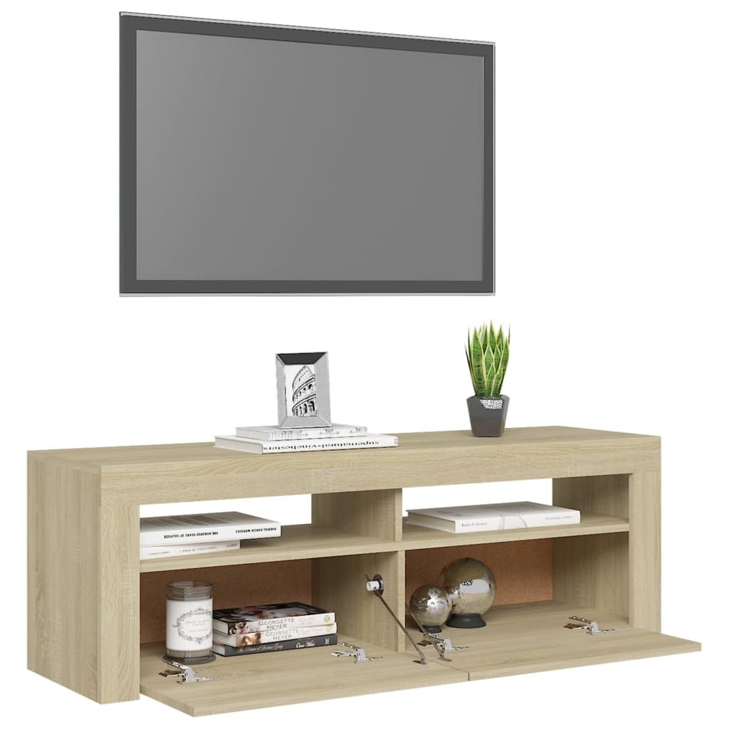 TV-taso LED-valoilla Sonoma-tammi 120x35x40 cm - Sisustajankoti.fi