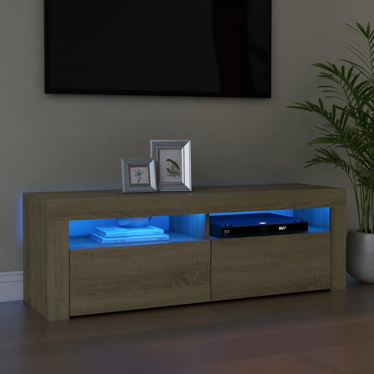 TV-taso LED-valoilla Sonoma-tammi 120x35x40 cm - Sisustajankoti.fi