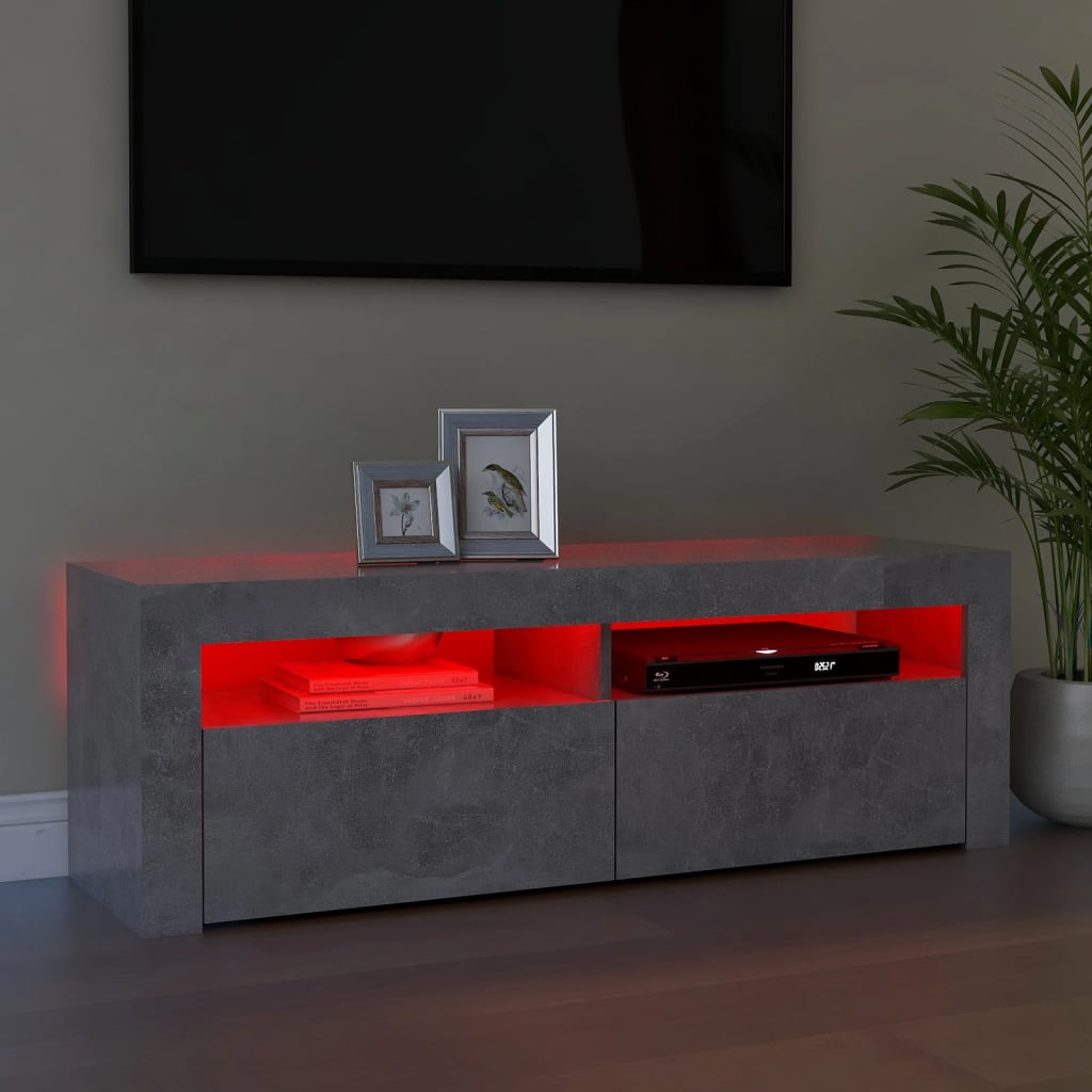 TV-taso LED-valoilla betoninharmaa 120x35x40 cm - Sisustajankoti.fi