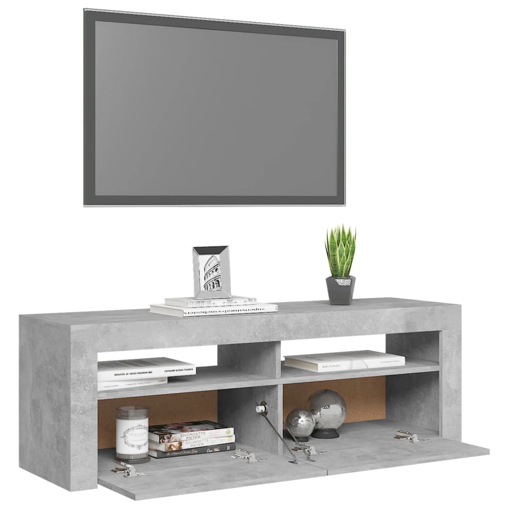 TV-taso LED-valoilla betoninharmaa 120x35x40 cm - Sisustajankoti.fi