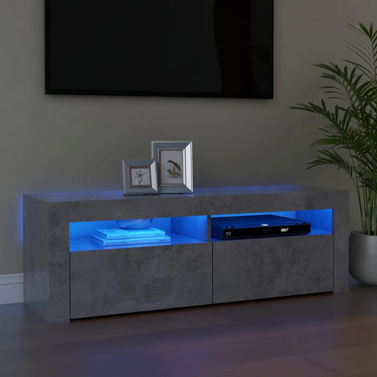 TV-taso LED-valoilla betoninharmaa 120x35x40 cm - Sisustajankoti.fi