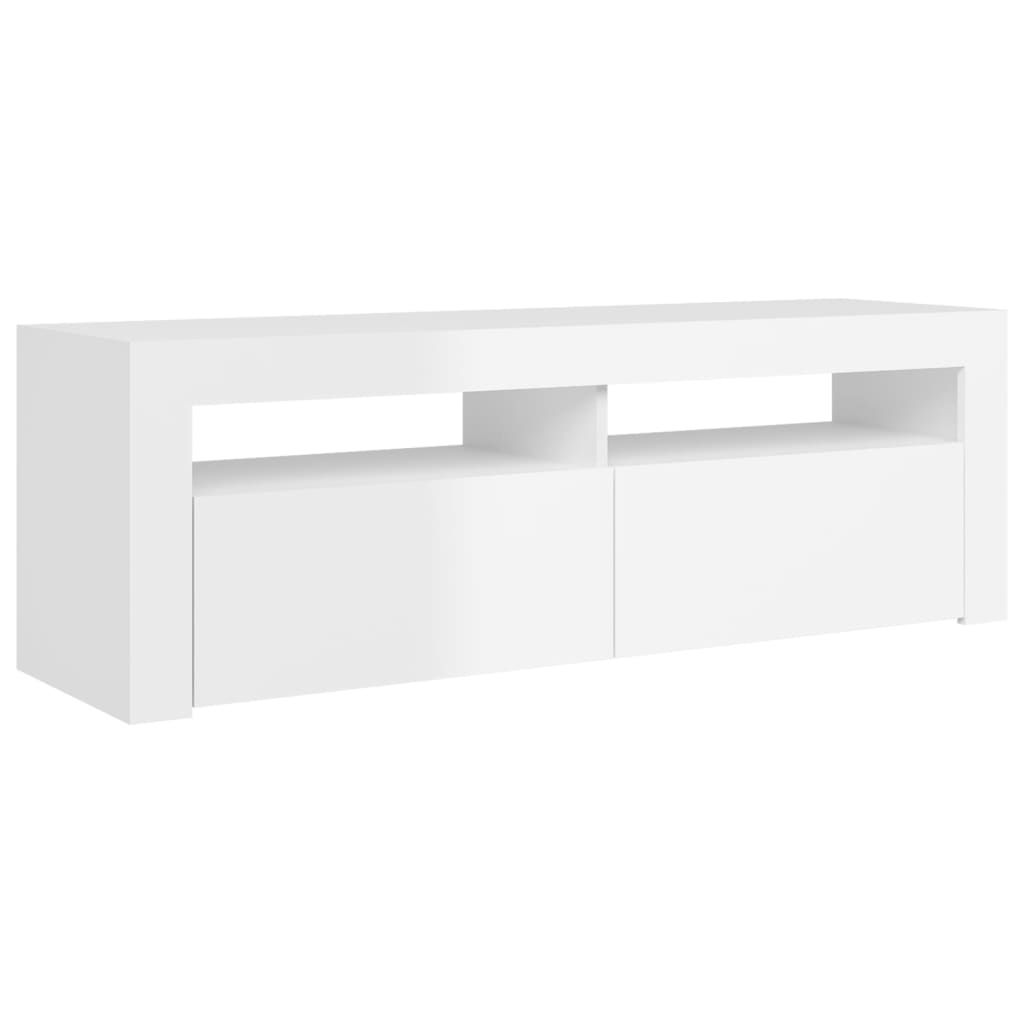 TV-taso LED-valoilla korkeakiilto valkoinen 120x35x40 cm - Sisustajankoti.fi