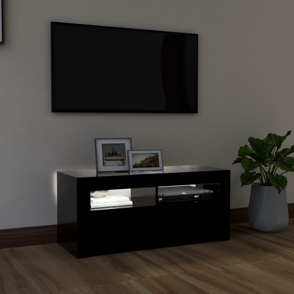 TV-taso LED-valoilla musta 90x35x40 cm - Sisustajankoti.fi