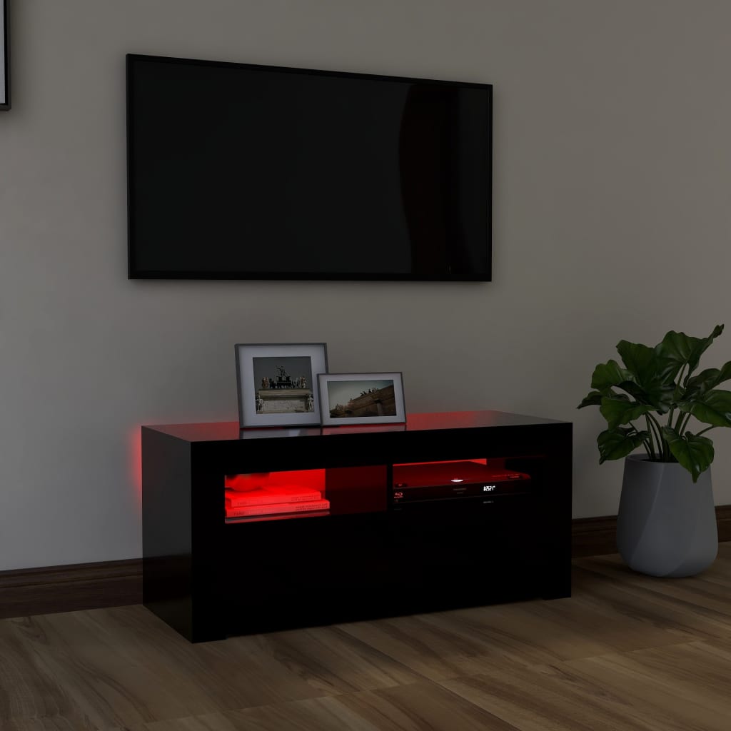 TV-taso LED-valoilla musta 90x35x40 cm - Sisustajankoti.fi