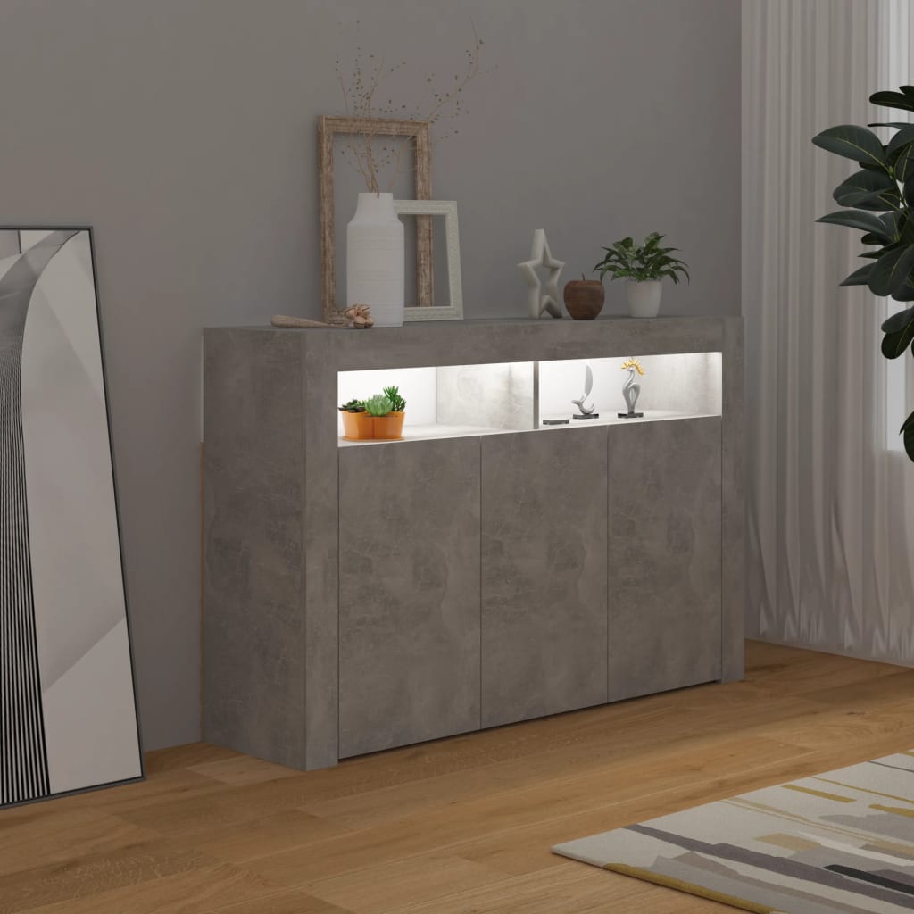 Senkki LED-valoilla betoninharmaa 115,5x30x75 cm - Sisustajankoti.fi
