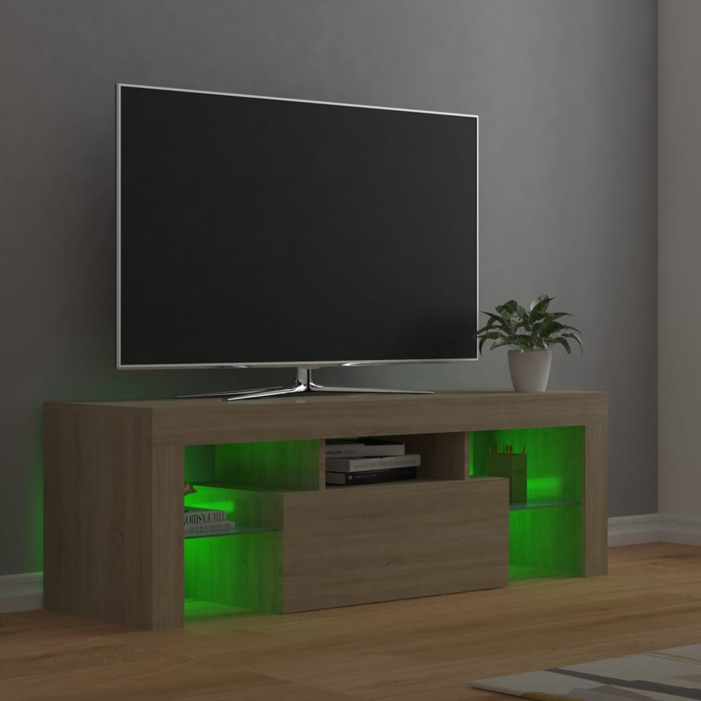 TV-taso LED-valoilla Sonoma-tammi 120x35x40 cm - Sisustajankoti.fi