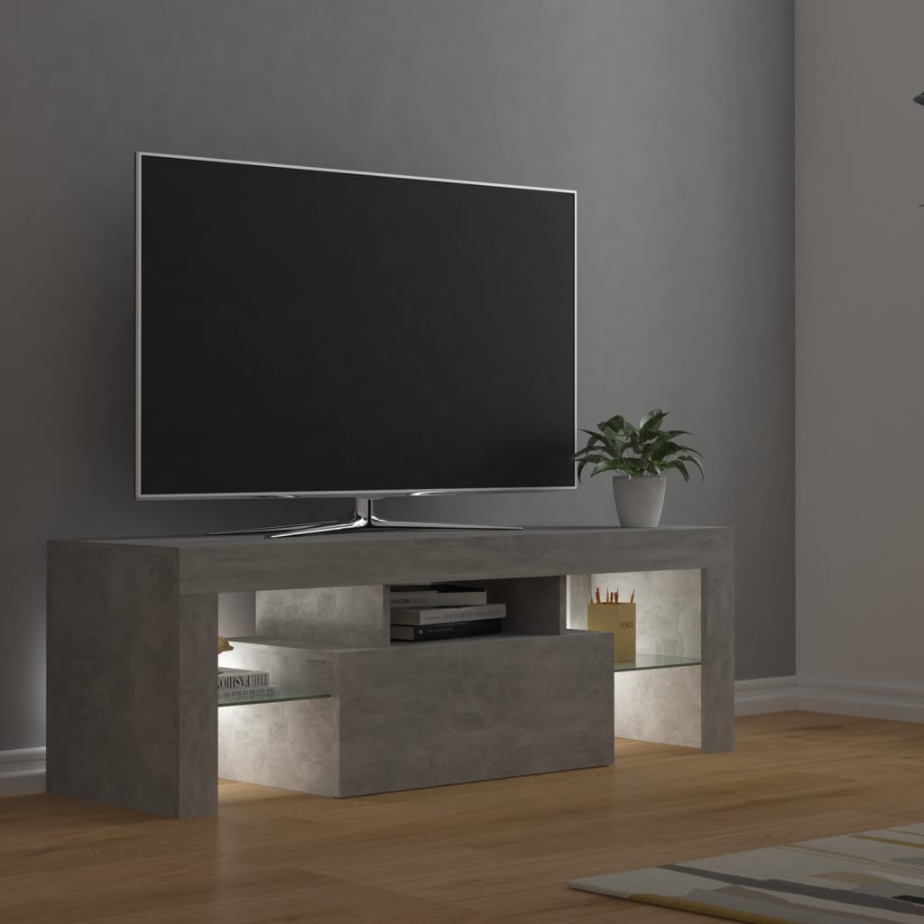 TV-taso LED-valoilla betoninharmaa 120x35x40 cm - Sisustajankoti.fi