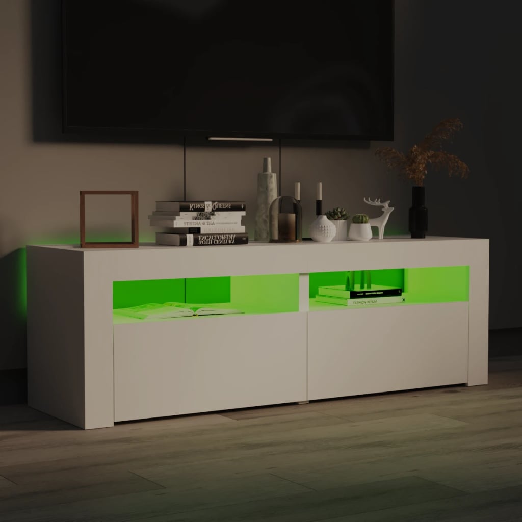 TV-taso LED-valoilla valkoinen 120x35x40 cm - Sisustajankoti.fi