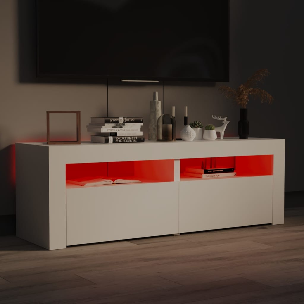 TV-taso LED-valoilla valkoinen 120x35x40 cm - Sisustajankoti.fi