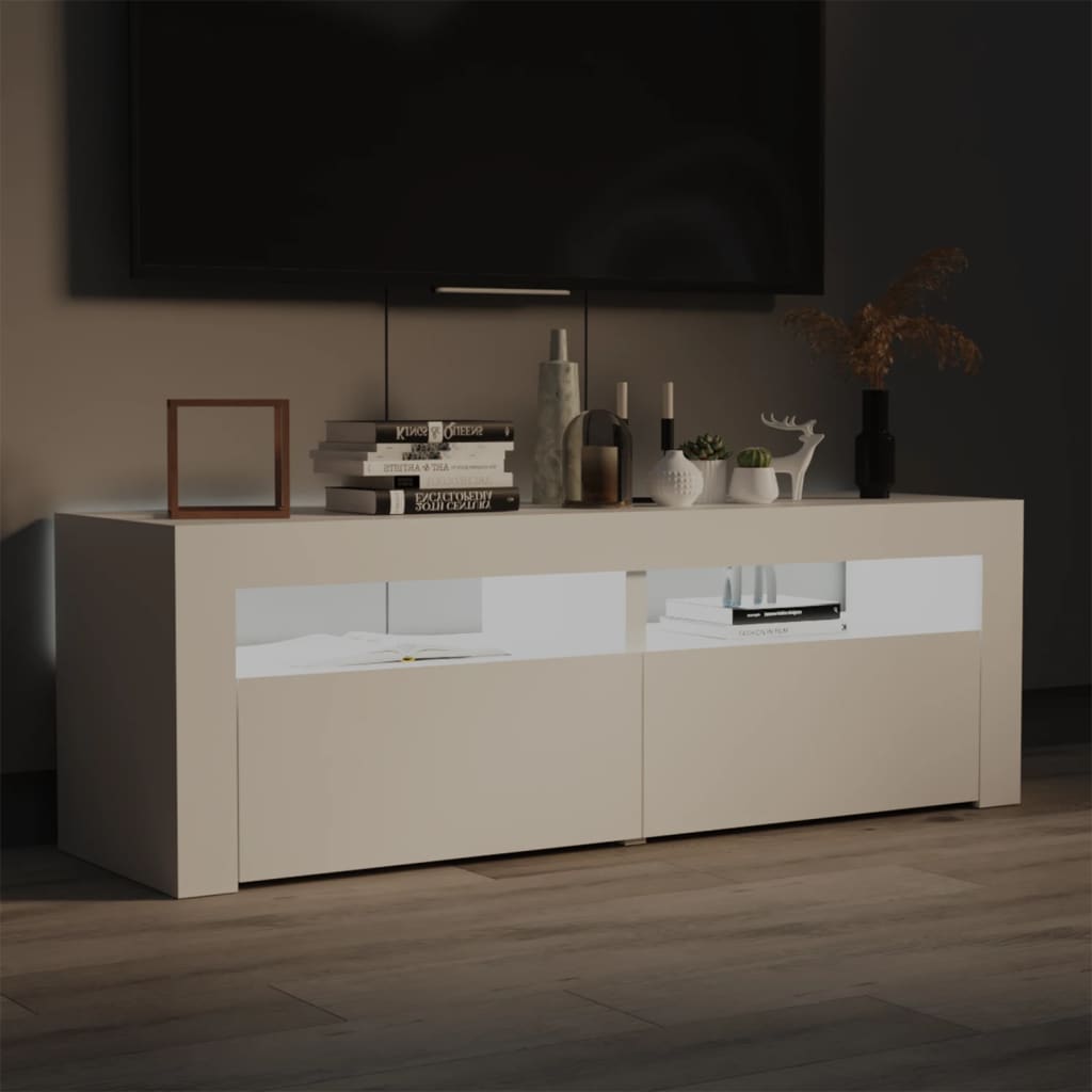 TV-taso LED-valoilla valkoinen 120x35x40 cm - Sisustajankoti.fi