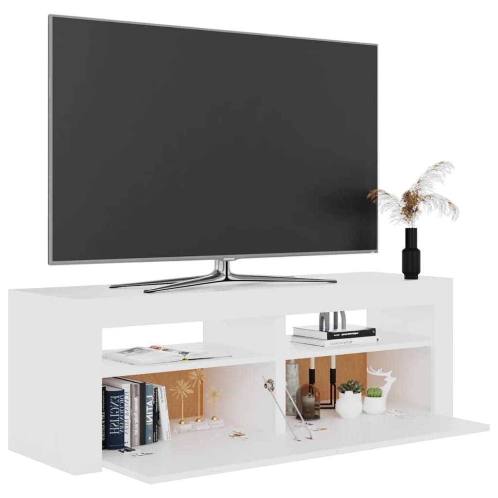 TV-taso LED-valoilla valkoinen 120x35x40 cm - Sisustajankoti.fi