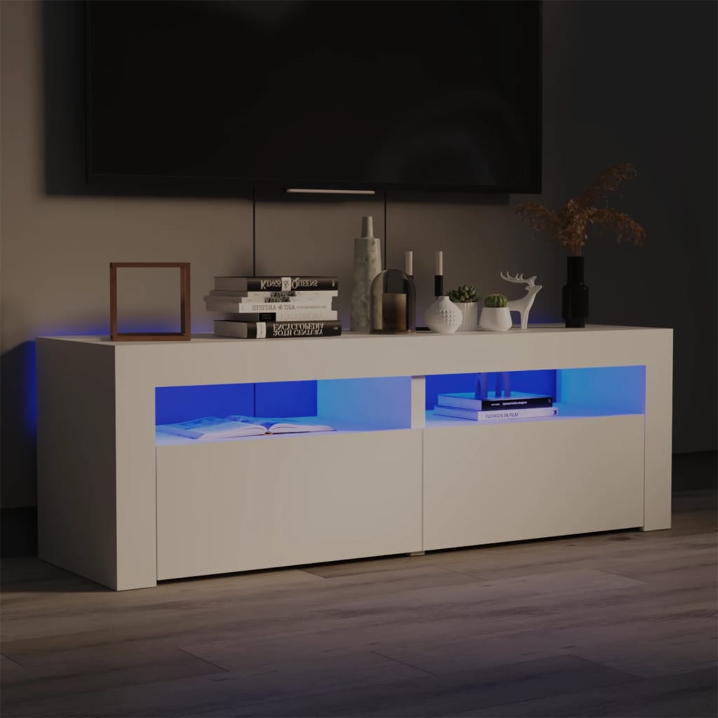 TV-taso LED-valoilla valkoinen 120x35x40 cm - Sisustajankoti.fi