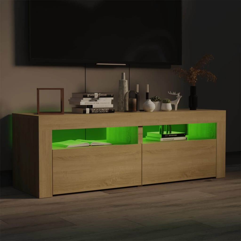 TV-taso LED-valoilla Sonoma-tammi 120x35x40 cm - Sisustajankoti.fi