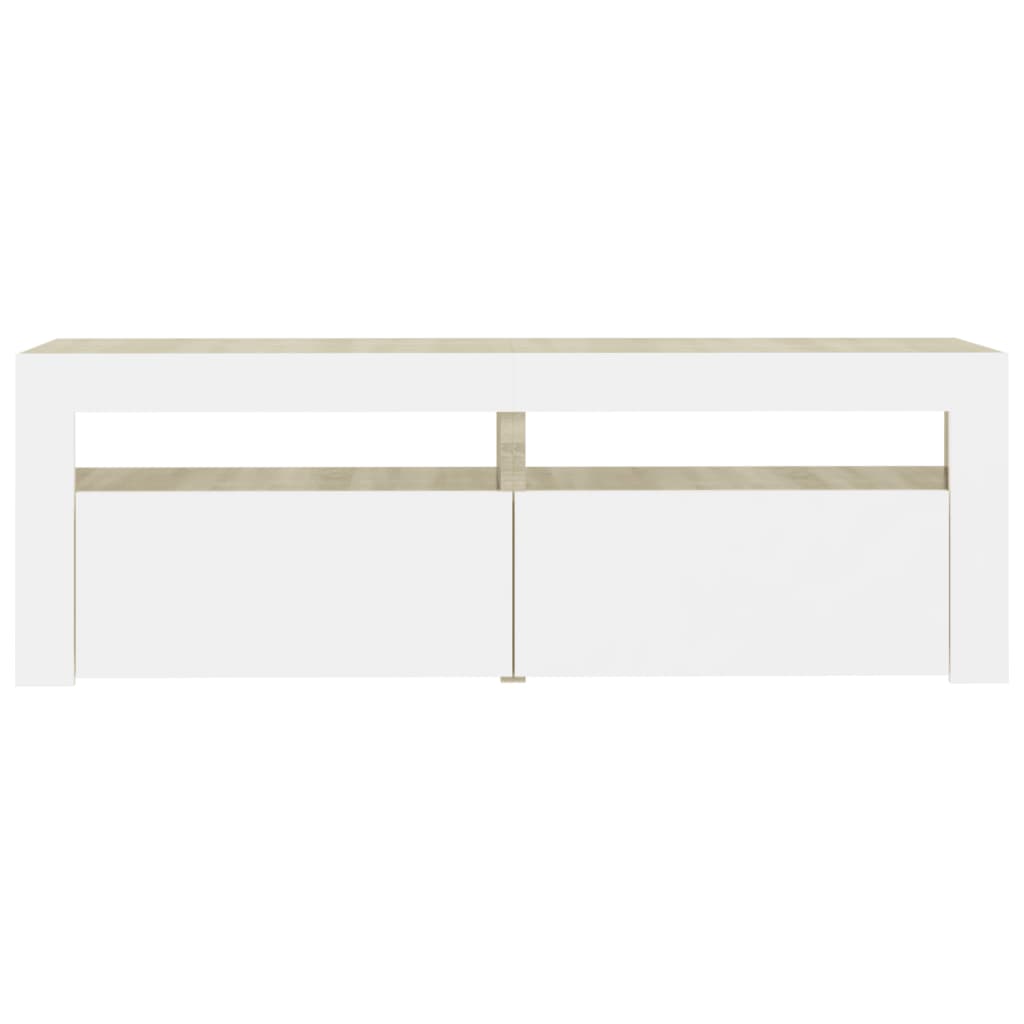 TV-taso LED-valoilla valkoinen ja Sonoma-tammi 120x35x40 cm - Sisustajankoti.fi