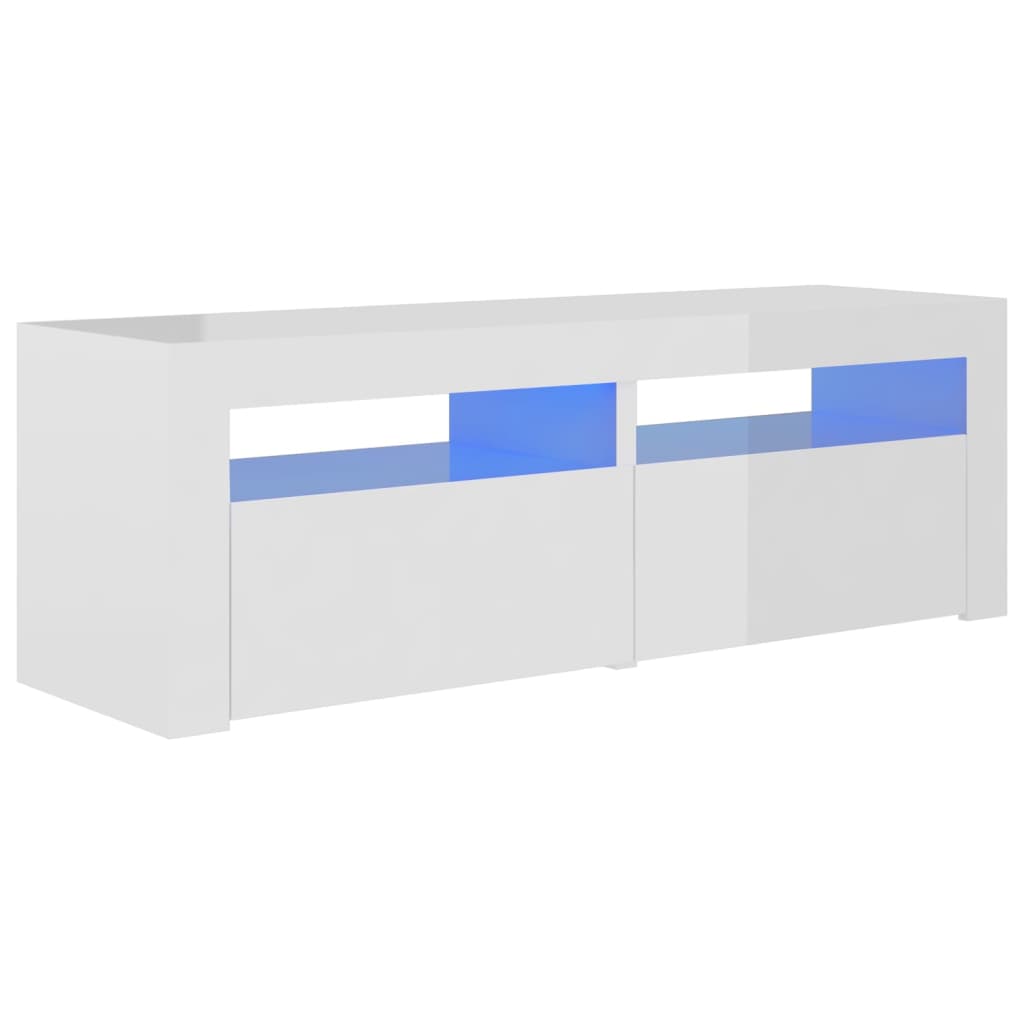 TV-taso LED-valoilla korkeakiilto valkoinen 120x35x40 cm - Sisustajankoti.fi
