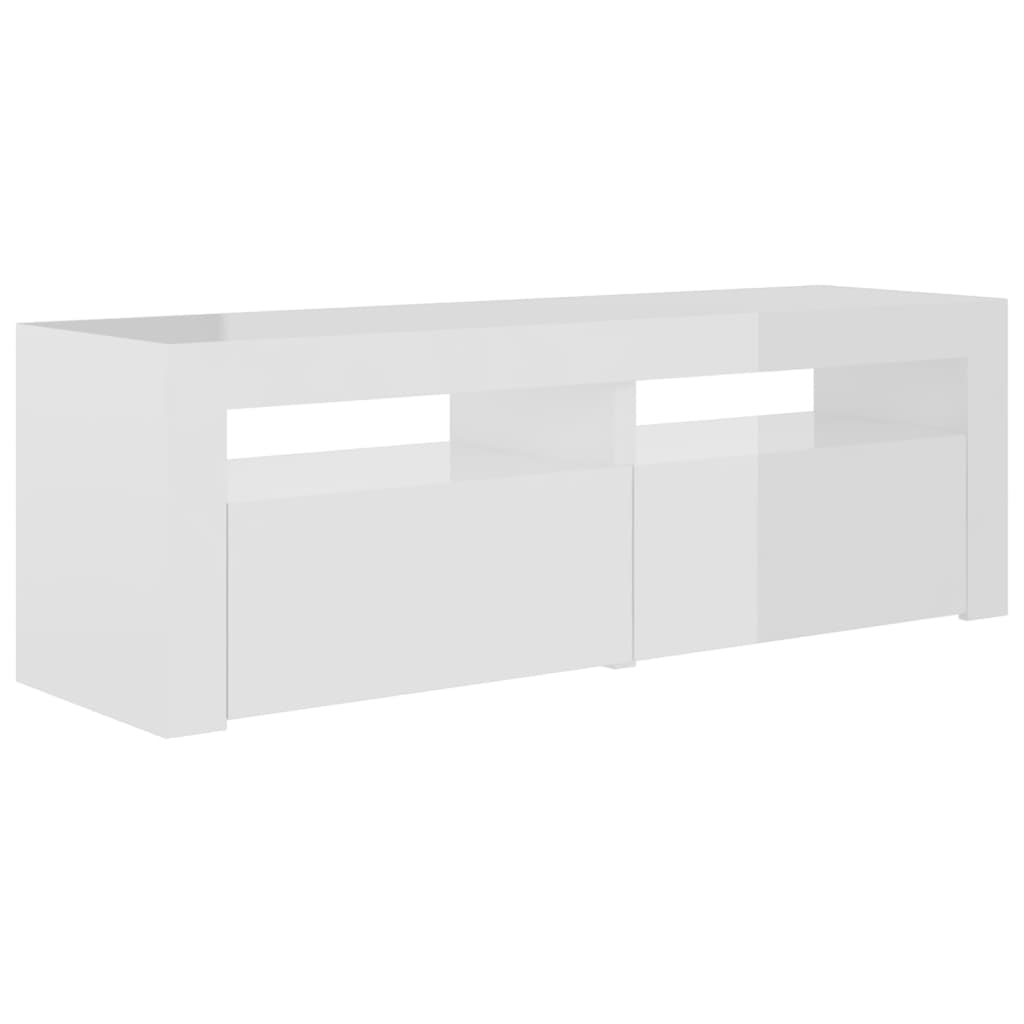 TV-taso LED-valoilla korkeakiilto valkoinen 120x35x40 cm - Sisustajankoti.fi
