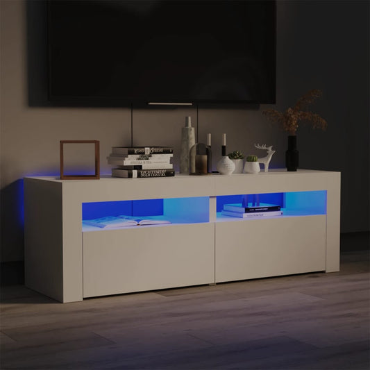 TV-taso LED-valoilla korkeakiilto valkoinen 120x35x40 cm - Sisustajankoti.fi