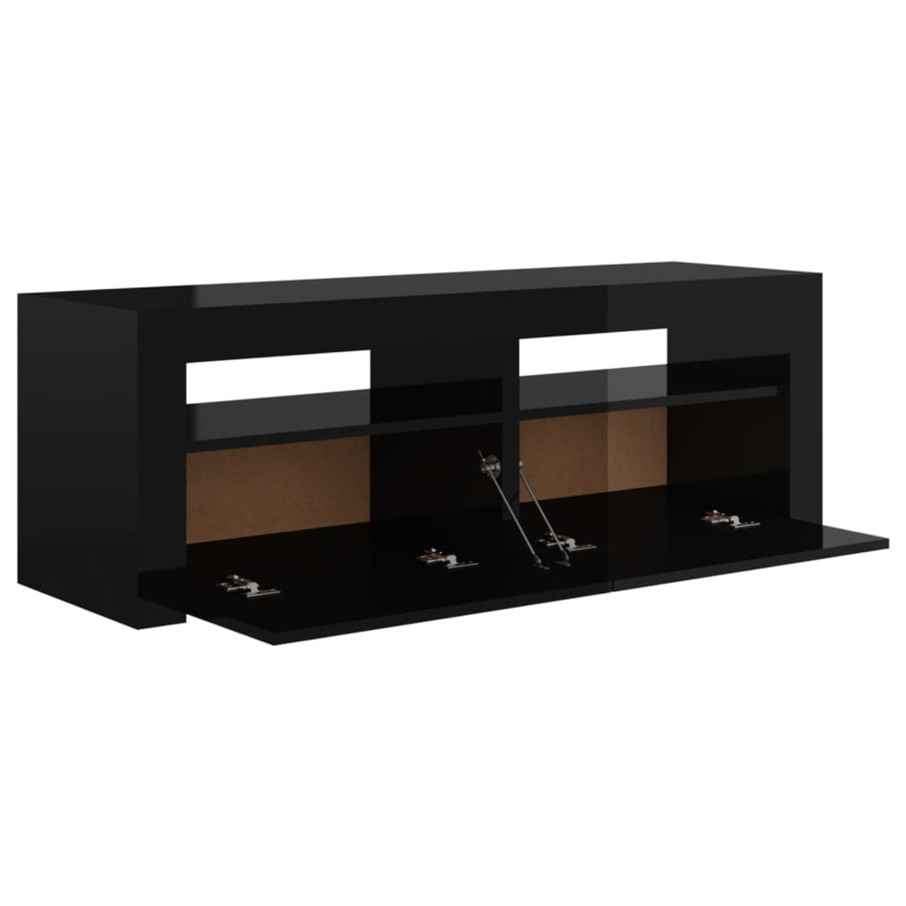 TV-taso LED-valoilla korkeakiilto musta 120x35x40 cm - Sisustajankoti.fi