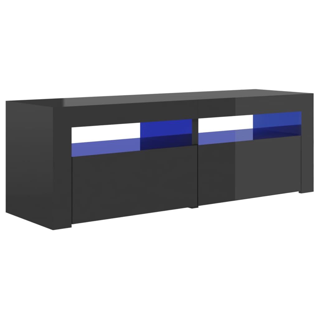 TV-taso LED-valoilla korkeakiilto harmaa 120x35x40 cm - Sisustajankoti.fi