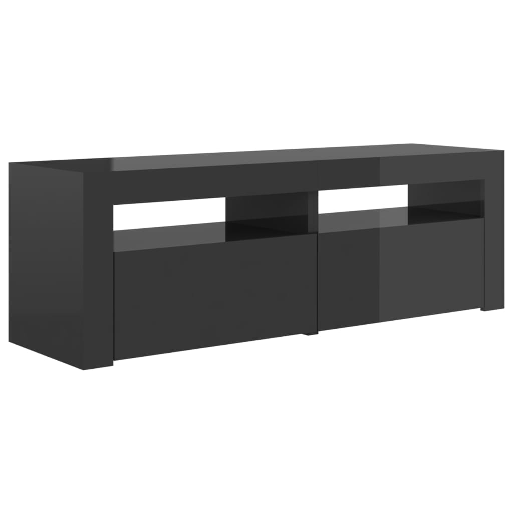 TV-taso LED-valoilla korkeakiilto harmaa 120x35x40 cm - Sisustajankoti.fi