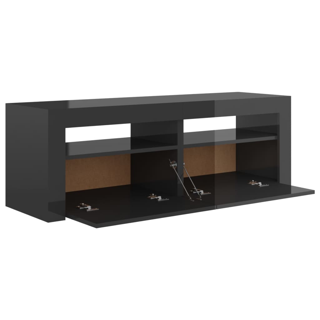 TV-taso LED-valoilla korkeakiilto harmaa 120x35x40 cm - Sisustajankoti.fi