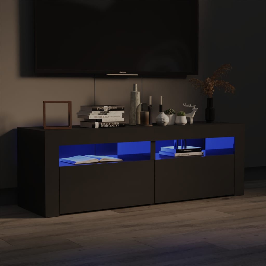 TV-taso LED-valoilla korkeakiilto harmaa 120x35x40 cm - Sisustajankoti.fi