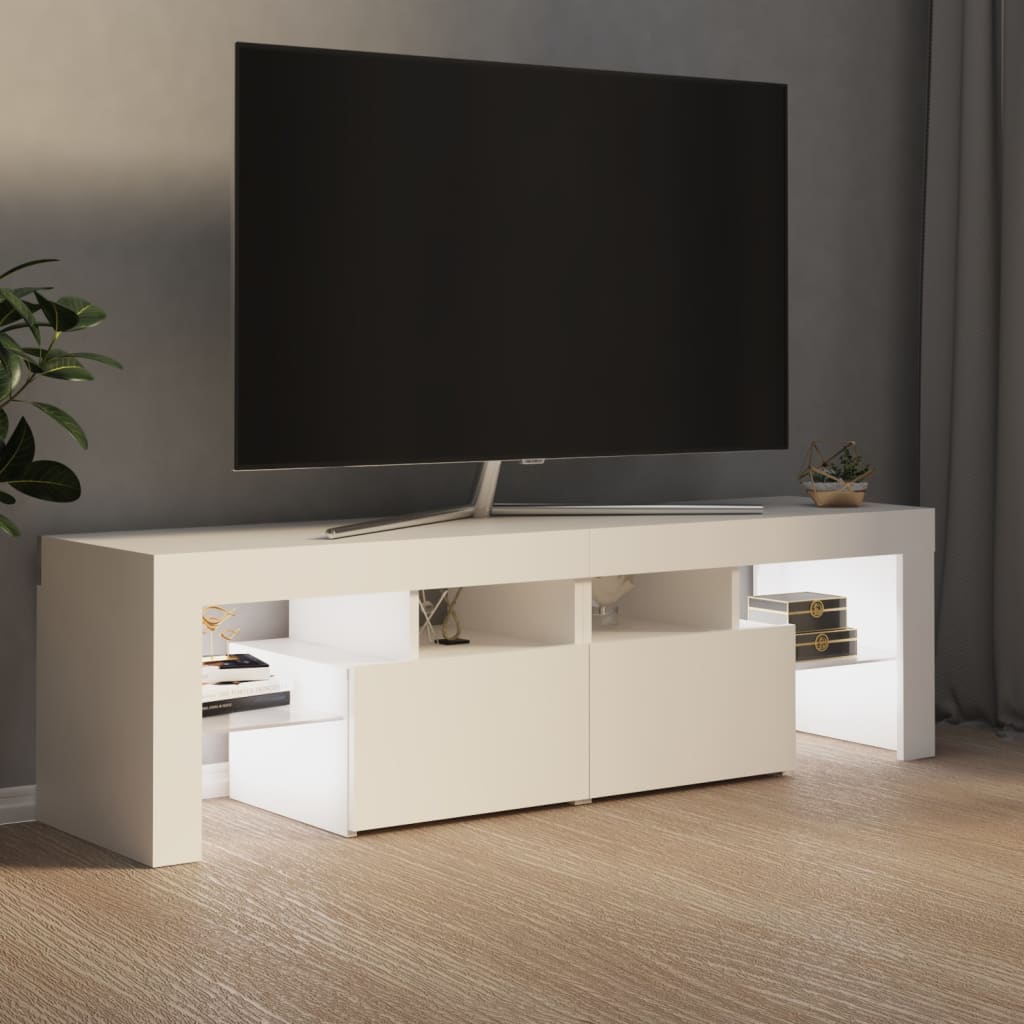 TV-taso LED-valoilla valkoinen 140x35x40 cm - Sisustajankoti.fi